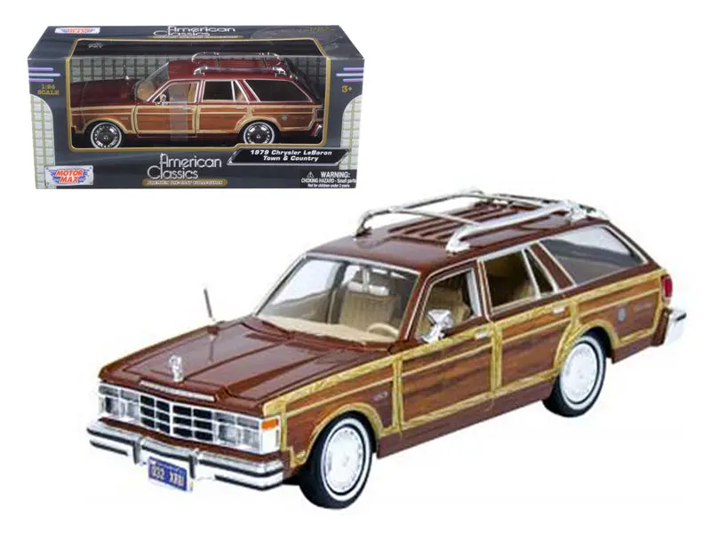 1979 Chrysler Lebaron Town And Country Wagon Burgundy 1/24 Diecast Model Car By Motormax 1
