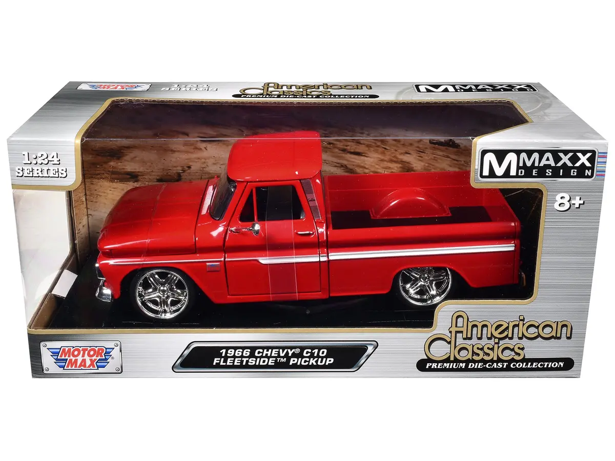 1966 Chevrolet C10 Fleetside Pickup Truck Red "Maxx Design" "American Classics" Series 1/24 Diecast Model By Motormax 1