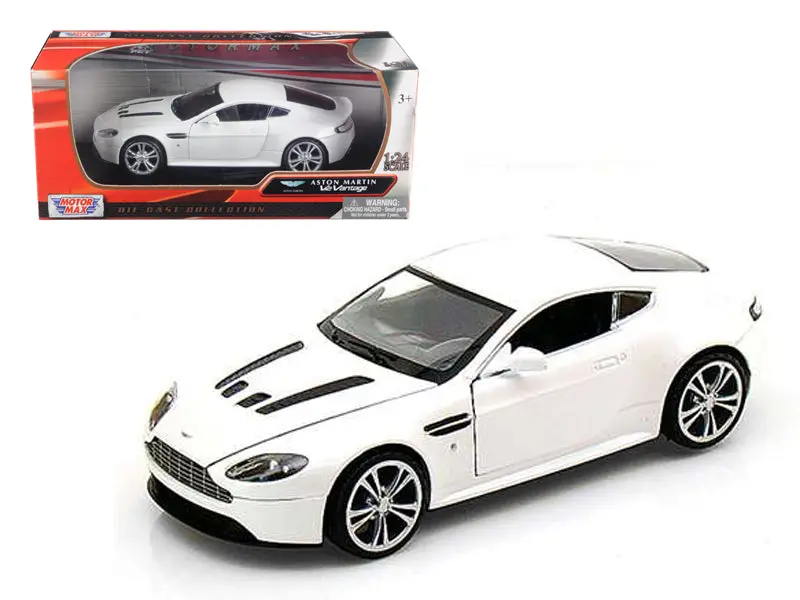 Aston Martin V12 Vantage Pearl White 1/24 Diecast Model Car By Motormax 1