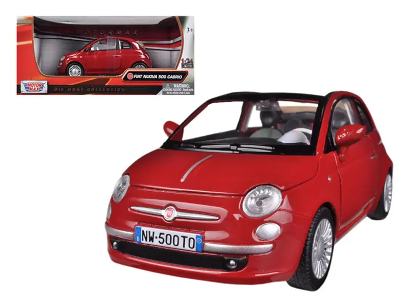 Fiat 500 Nuova Cabrio Red 1/24 Diecast Model Car By Motormax 1