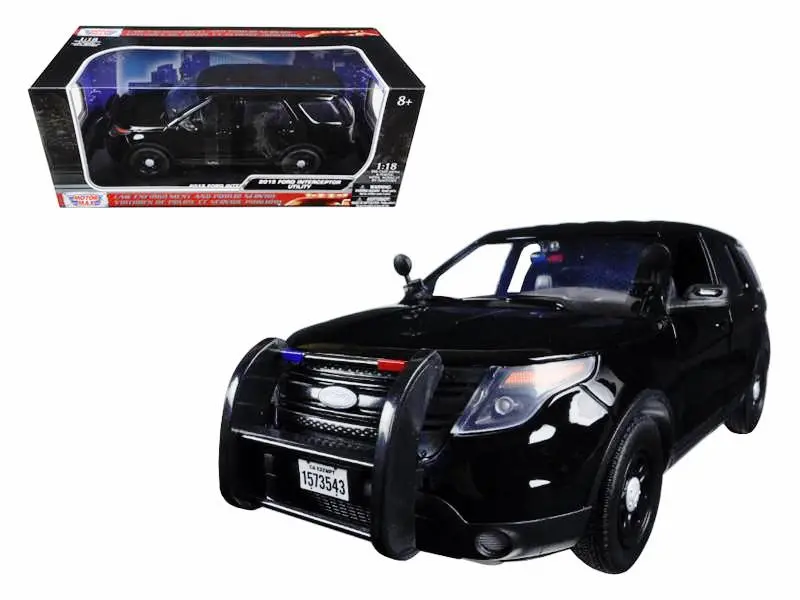 2015 Ford Utility Interceptor Utility Special Service Black Police Car 1/18 Diecast Model Car By Motormax 1
