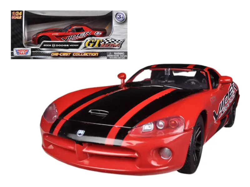 2003 Dodge Viper Srt-10 Red #8 Gt Racing 1/24 Diecast Model Car By Motormax 1