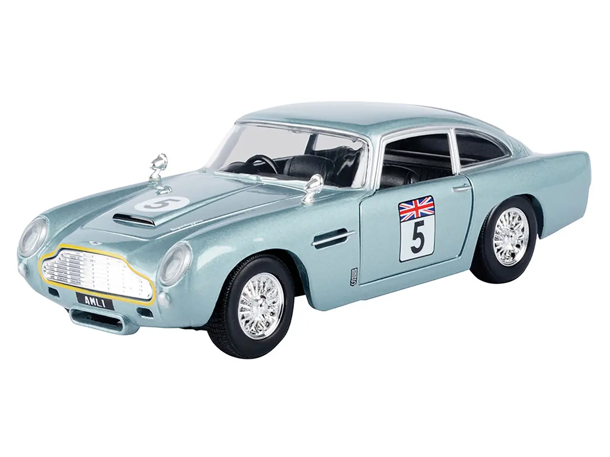 Aston Martin Db5 Rhd (Right Hand Drive) #5 Light Blue Metallic "Gt Racing" Series 1/24 Diecast Model Car By Motormax 2