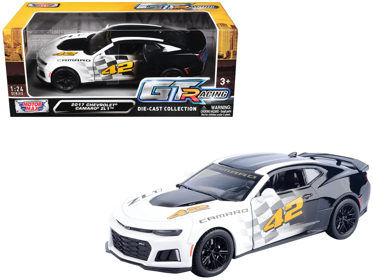2017 Chevrolet Camaro Zl1 #42 Black And White "Gt Racing" Series 1/24 Diecast Model Car By Motormax 1