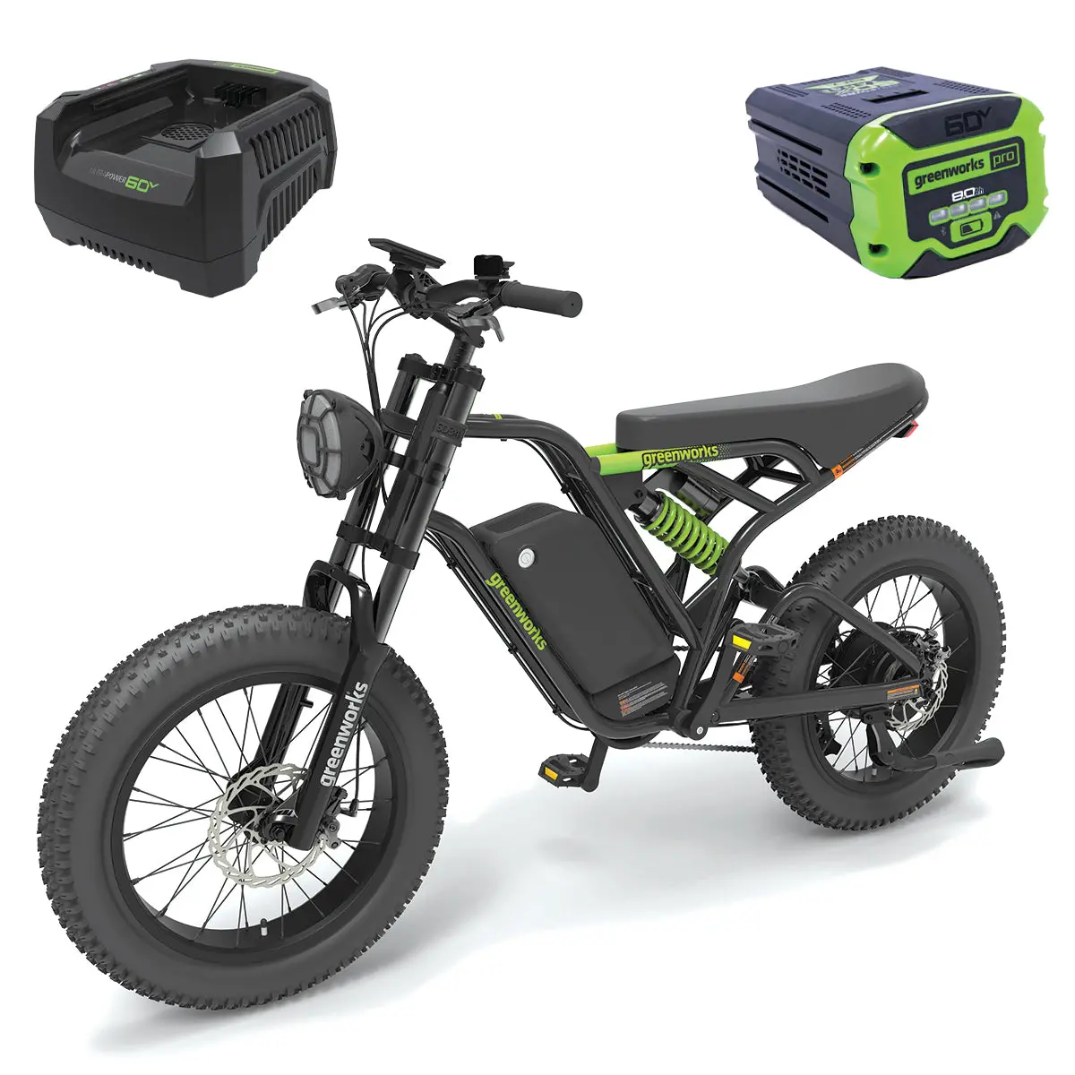 Greenworks 60V Venture Series 20” Fat Tyre Electric All Terrain Bike 8Ah Kit 1