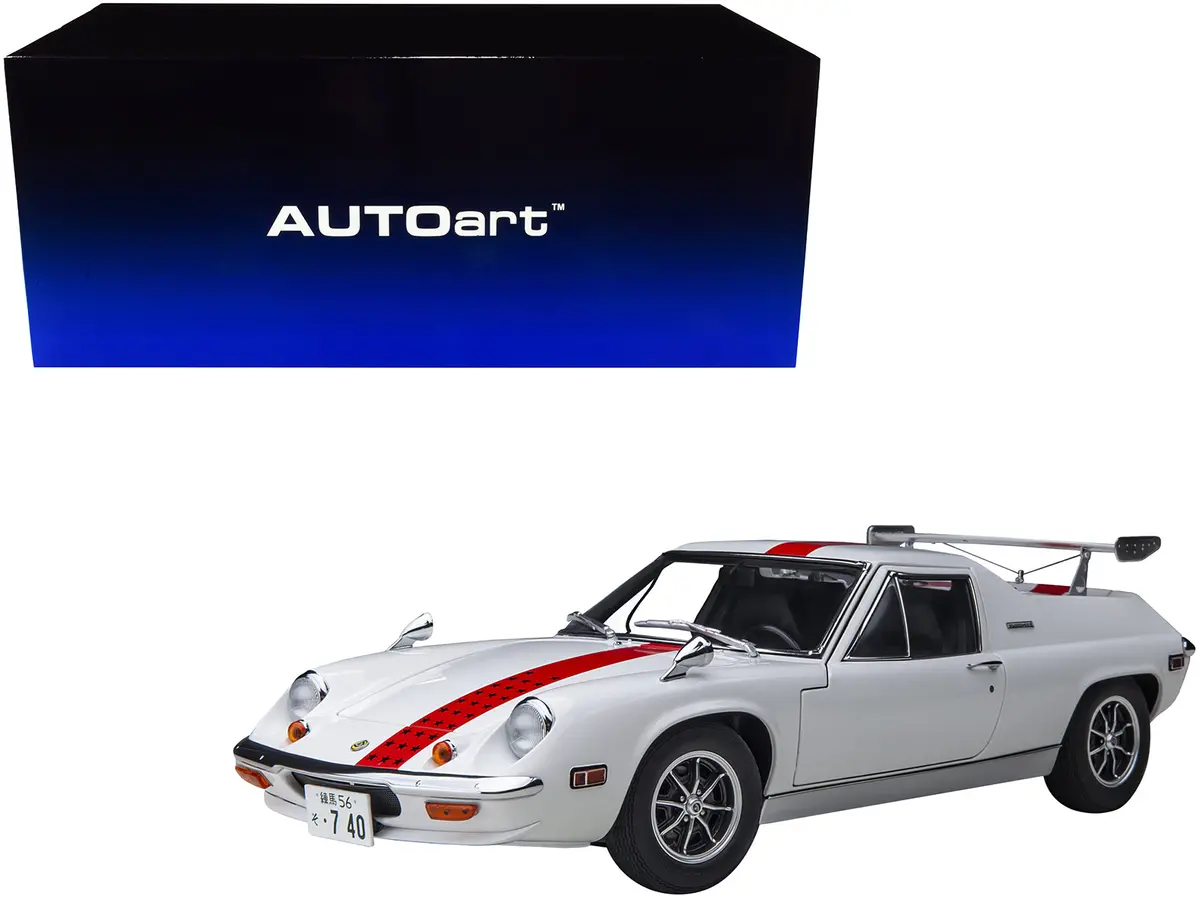 Lotus Europa Special White With Red Stripe And Graphics "The Circuit Wolf" 1/18 Model Car By Autoart 1