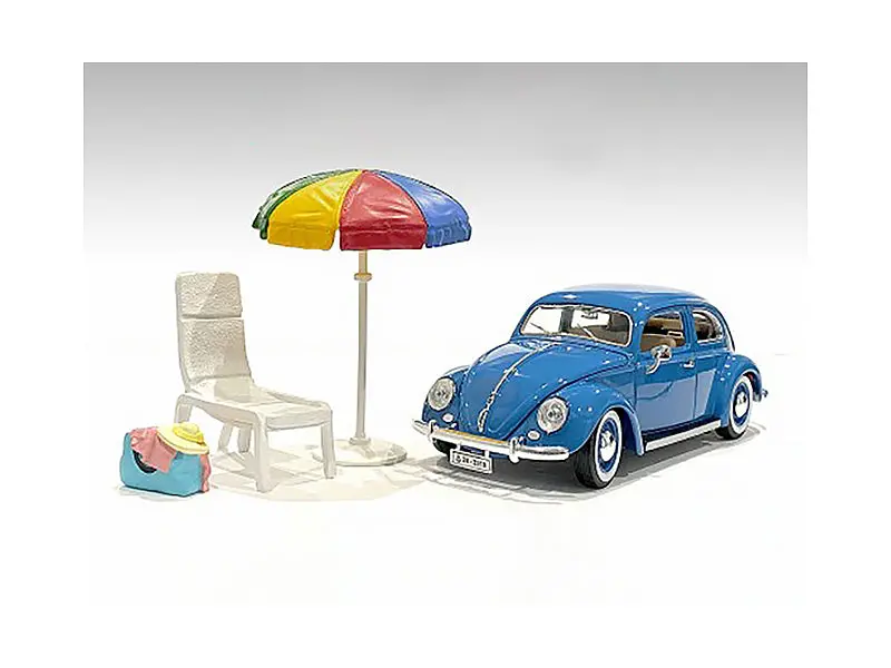 "Beach Girls" Accessories (Beach Chair, Beach Umbrella And Duffle Bag) For 1/18 Scale Models By American Diorama 1