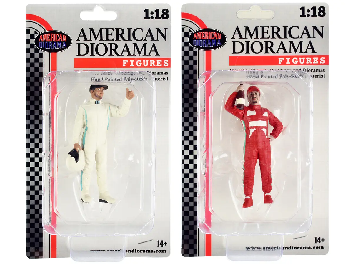 "Racing Legends" 2000'S Accessory Figures (2 Piece Set) For 1/18 Scale Models By American Diorama 2
