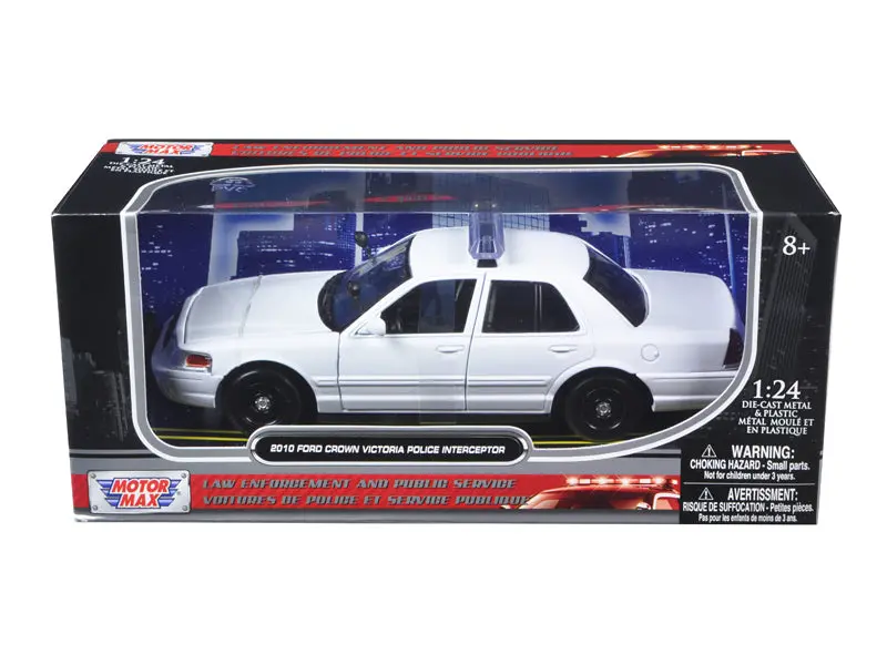 2010 Ford Crown Victoria Unmarked Police Interceptor "Custom Builder's Kit" Series White 1/24 Diecast Model Car By Motormax 1