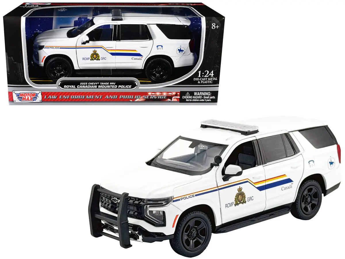 2025 Chevrolet Tahoe Ppv With Light Bar "Rcmp Royal Canadian Mounted Police" White "Law Enforcement And Public Service" Series 1/24 Diecast Model Car By Motormax 1