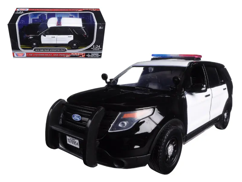 2015 Ford Interceptor Utility Unmarked Black And White Car 1/24 Diecast Model Car By Motormax 1
