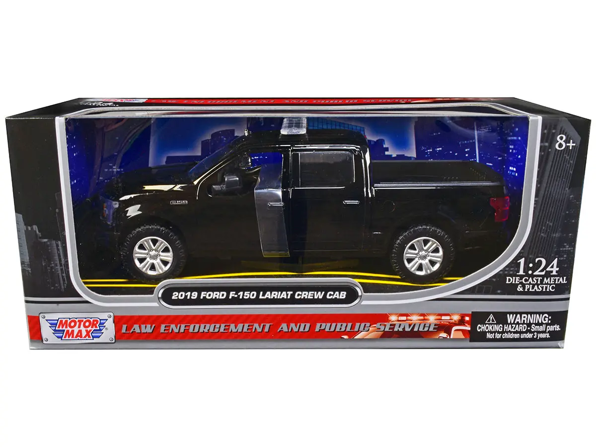 2019 Ford F-150 Lariat Crew Cab Pickup Truck Unmarked Plain Black "Law Enforcement And Public Service" Series 1/24 Diecast Model By Motormax 1