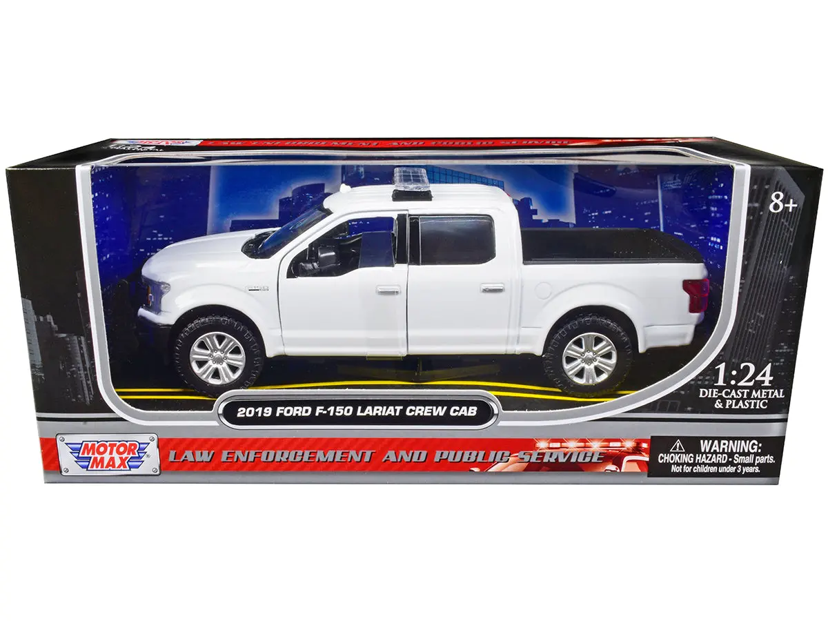 2019 Ford F-150 Lariat Crew Cab Pickup Truck Unmarked Plain White "Law Enforcement And Public Service" Series 1/24 Diecast Model By Motormax 1