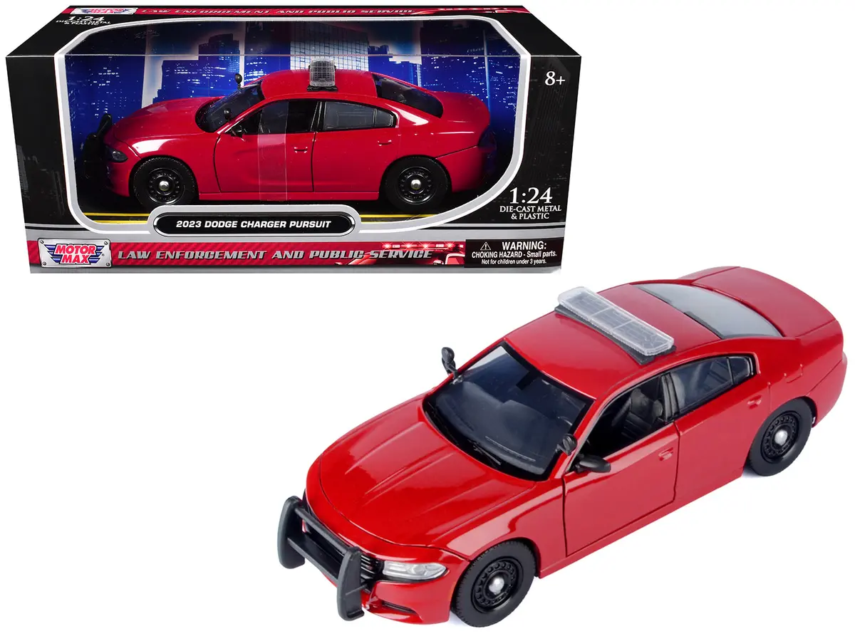 2023 Dodge Charger Pursuit Police Car Red "Law Enforcement And Public Service" Series 1/24 Diecast Model Car By Motormax 1