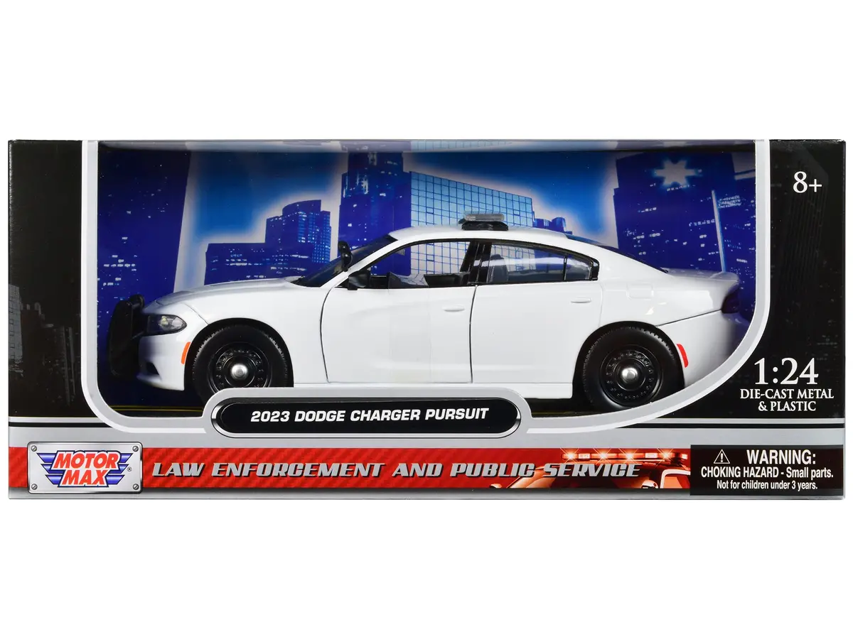 2023 Dodge Charger Pursuit Police Car Plain White "Law Enforcement And Public Service" Series 1/24 Diecast Model Car By Motormax 1