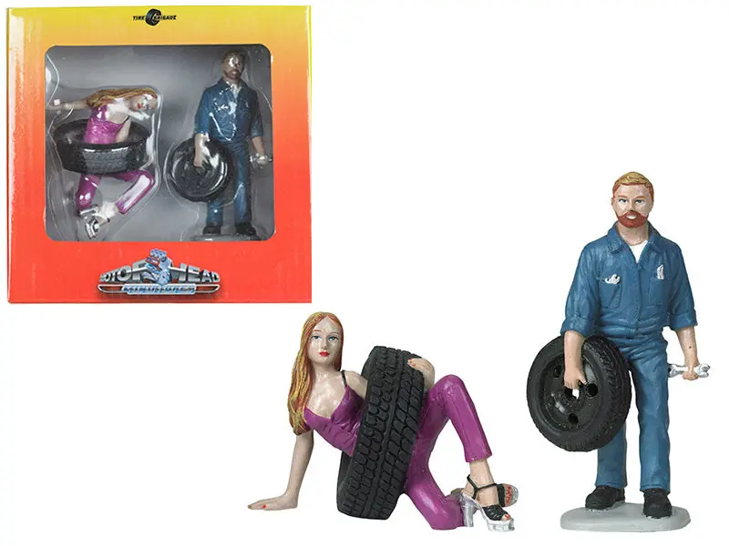 Val And Gary Tire Brigade (2 Piece Figure Set) 1/18 By Motorhead Miniatures 1