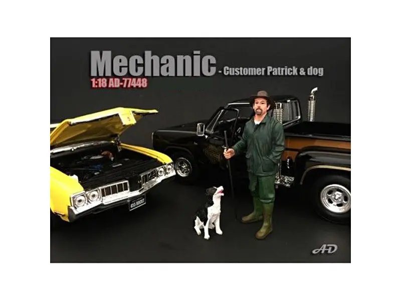 "Customer Patrick And Dog" Accessoy Figures For 1/18 Diecast Models By American Diorama 1