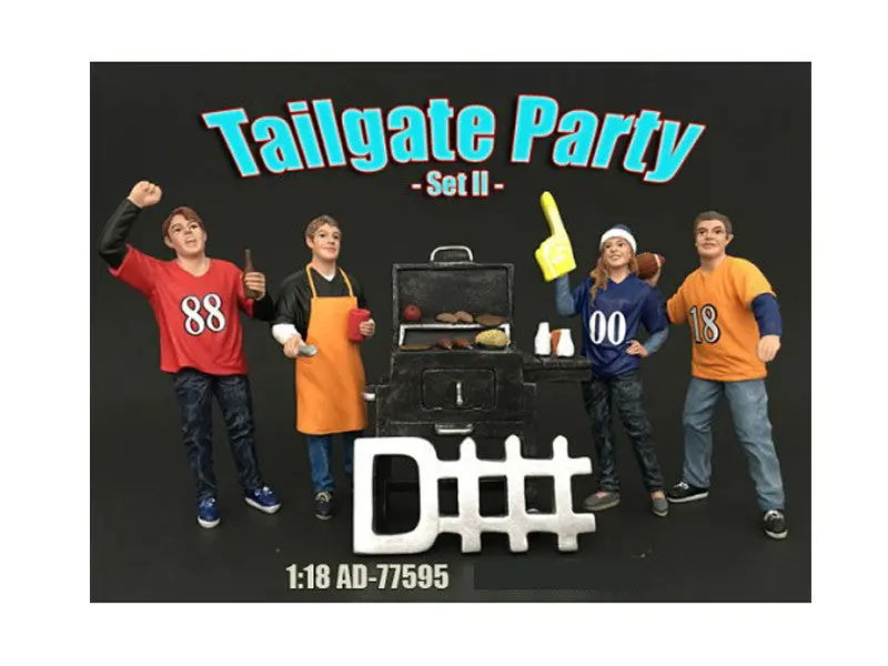 "Tailgate Party" Set #2 (4 Piece Accessory Figure Set) For 1/18 Diecast Models By American Diorama 1