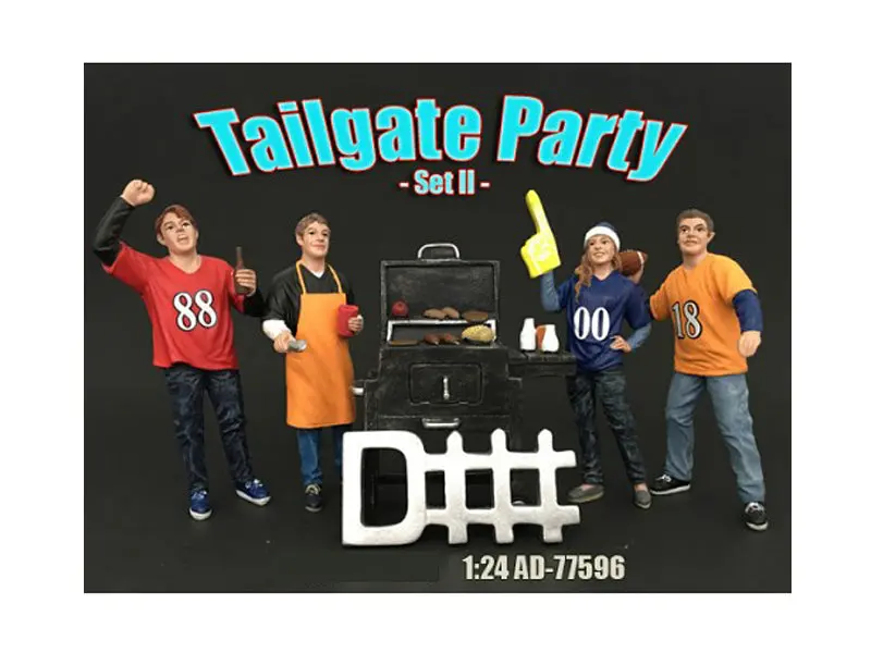 "Tailgate Party" Set #2 (4 Piece Accessory Figure Set) For 1/24 Scale Diecast Models By American Diorama 1