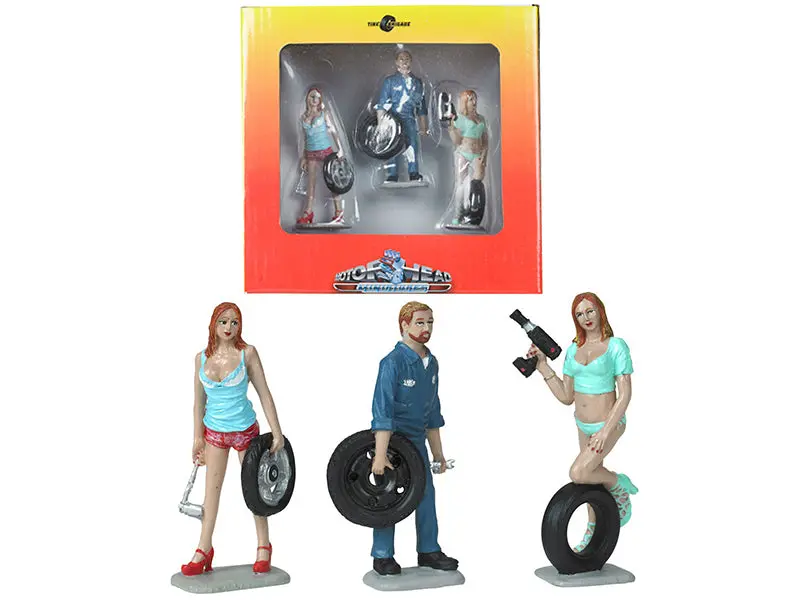 Michelle, Meg And Gary Tire Brigade (3 Piece Figure Set) 1/24 By Motorhead Miniatures 1