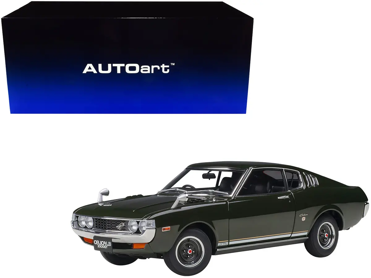 1973 Toyota Celica Liftback 2000Gt (Ra25) Rhd (Right Hand Drive) Moss Green 1/18 Model Car By Autoart 1