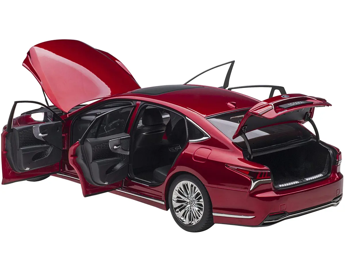 Lexus Ls500h Morello Red Metallic With Chrome Wheels 1/18 Model Car By Autoart 2