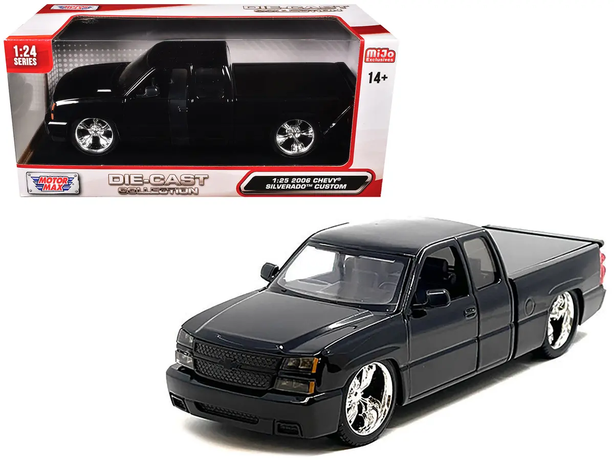 2006 Chevrolet Silverado Custom Pickup Truck Black "Die-Cast Collection" Series 1/25 Diecast Model Car By Motormax 1