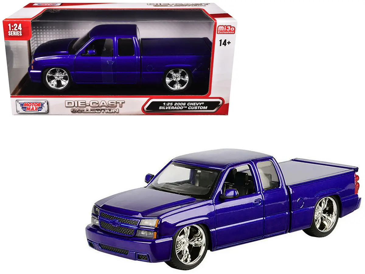 2006 Chevrolet Silverado Custom Pickup Truck Blue Metallic "Die-Cast Collection" Series 1/25 Diecast Model By Motormax 1