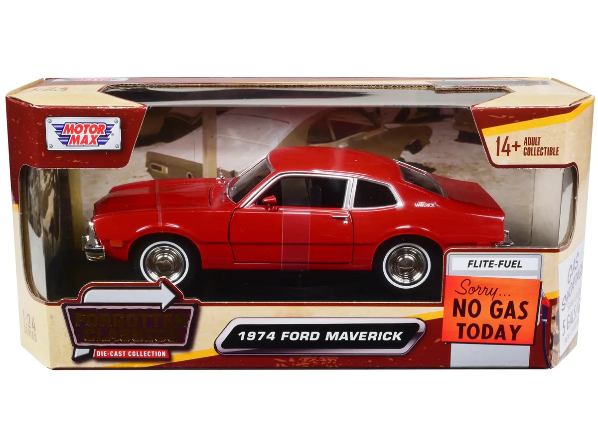 1974 Ford Maverick Red "Forgotten Classics" Series 1/24 Diecast Model Car By Motormax 1