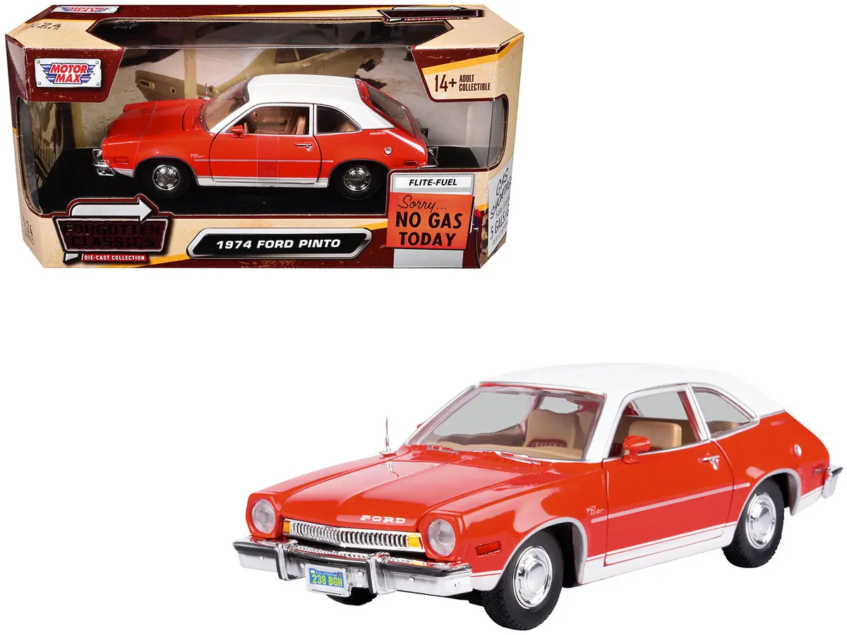 1974 Ford Pinto Orange With White Top "Forgotten Classics" Series 1/24 Diecast Model Car By Motormax 1
