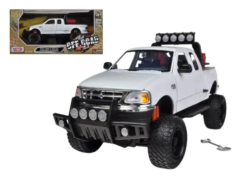 2001 Ford F-150 Xlt Flareside Supercab Off-Road Pickup Truck White 1/24 Diecast Model By Motormax 1