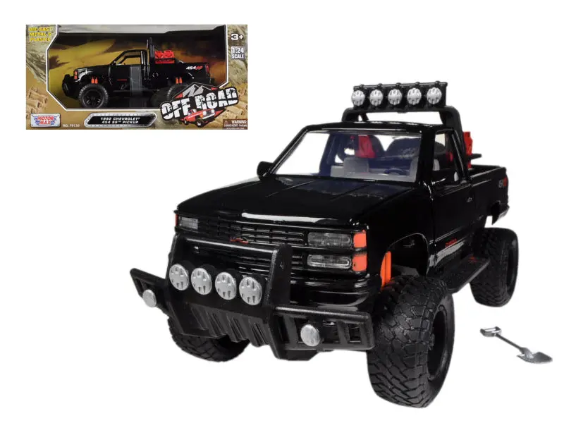 1992 Chevrolet 454 Ss Pickup Truck Off Road Black 1/24 Diecast Model By Motormax 1