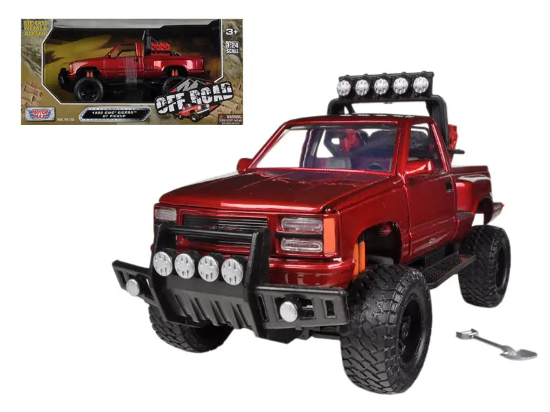 1992 Gmc Sierra Gt Pickup Truck Off Road Red 1/24 Diecast Model By Motormax 1