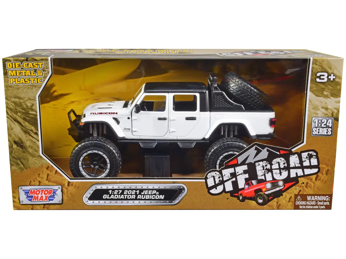 2021 Jeep Gladiator Rubicon Off-Road Pickup Truck White With Black Top "Off Road" Series 1/27 Diecast Model By Motormax 1