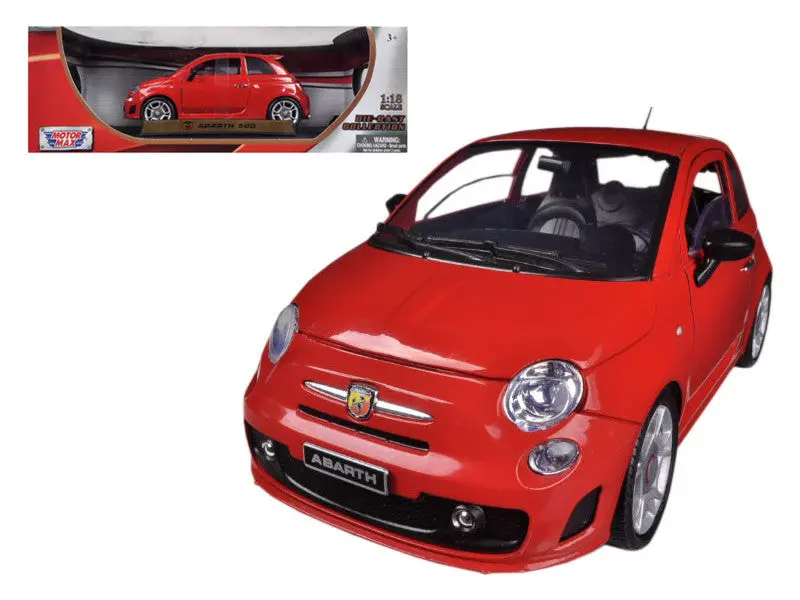 Fiat 500 Abarth Red 1/18 Diecast Model Car By Motormax 1