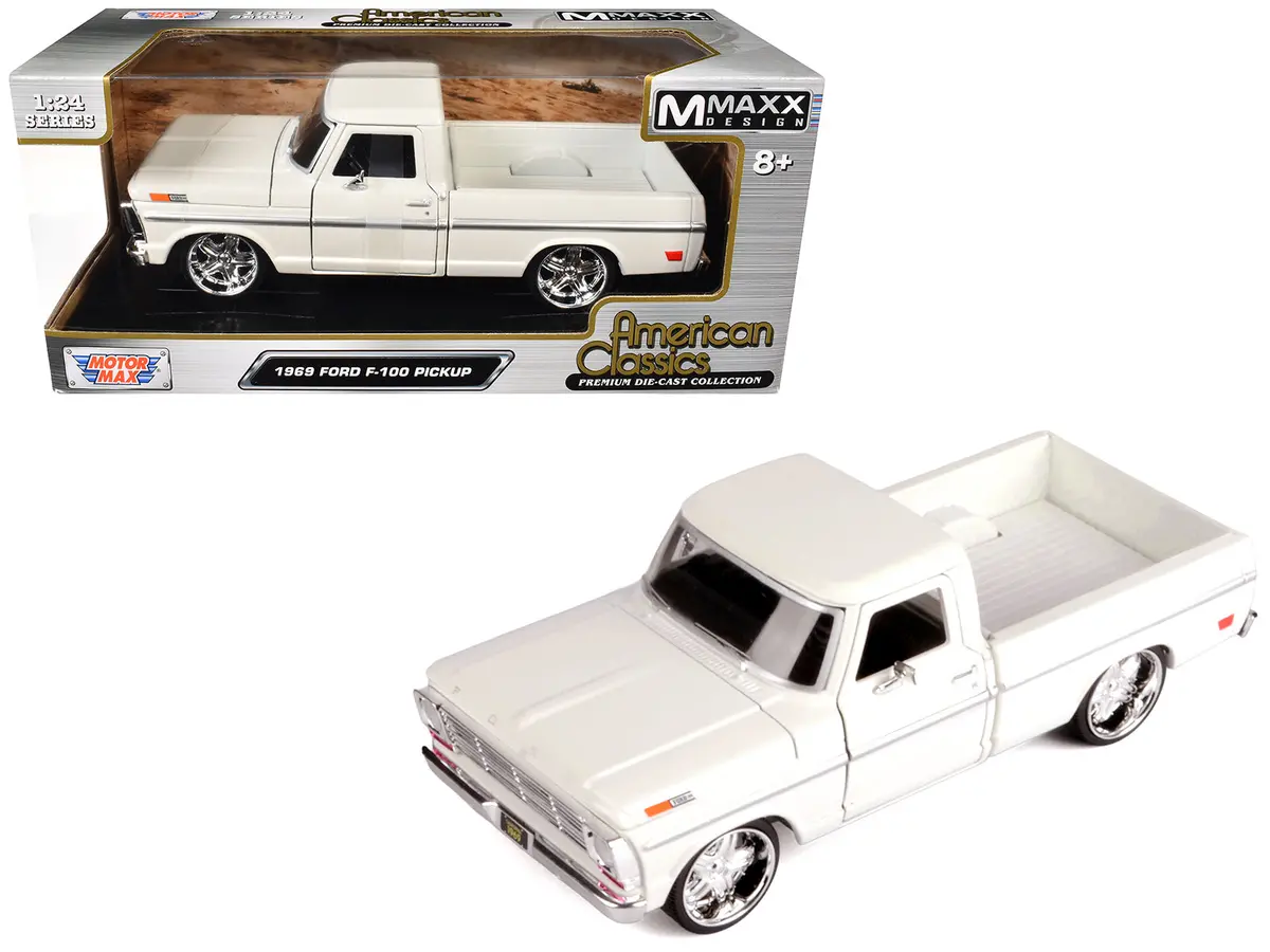 1969 Ford F-100 Pickup Truck Cream "Maxx Design" Series 1/24 Diecast Model By Motormax 1