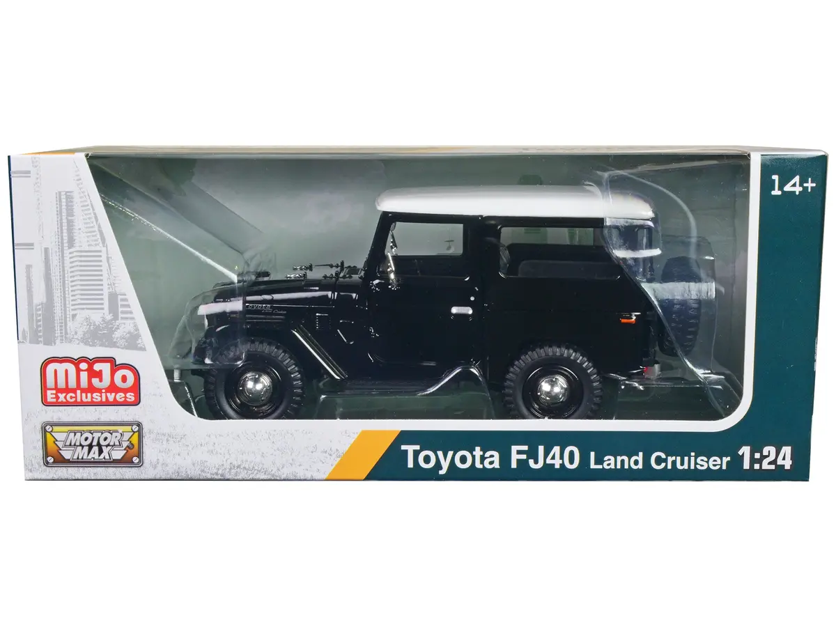 Toyota Fj40 Land Cruiser Black With White Top 1/24 Diecast Model By Motormax 1