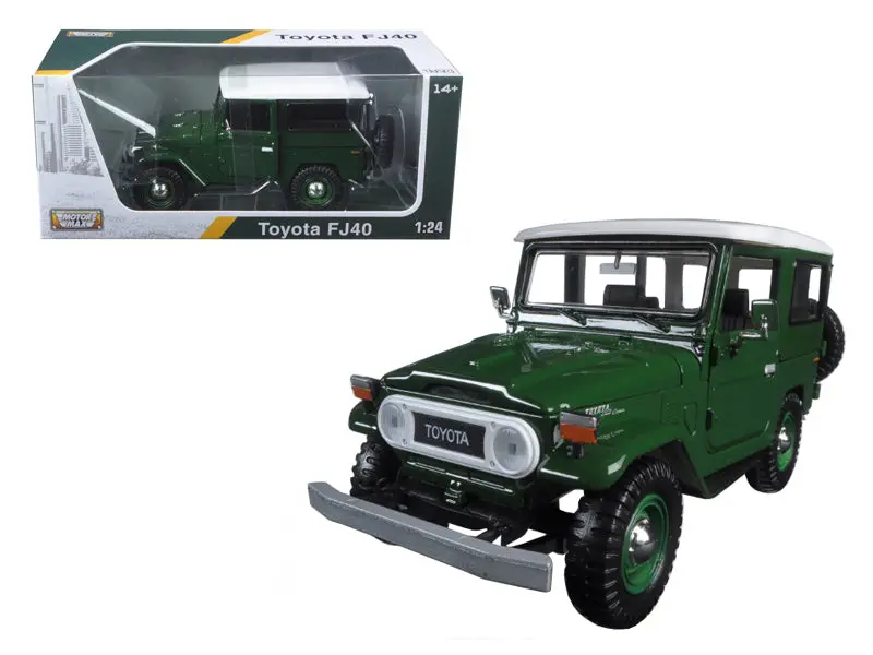 Toyota Fj40 Dark Green With White Top 1/24 Diecast Model Car By Motormax 1