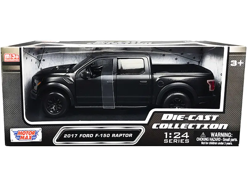 2017 Ford F-150 Raptor Pickup Truck With Sunroof Matte Black "Die-Cast Collection" Series 1/24 Diecast Model By Motormax 1