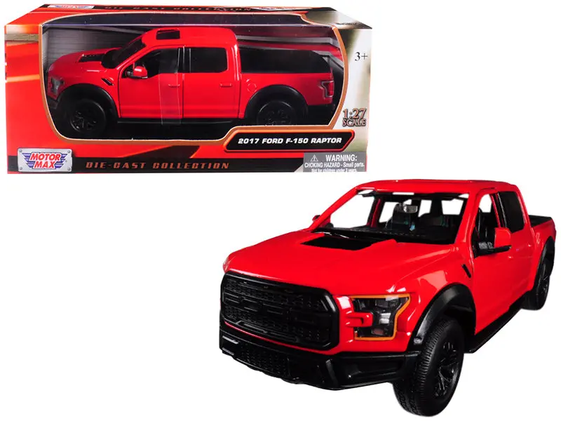2017 Ford F-150 Raptor Pickup Truck Red With Black Wheels 1/27 Diecast Model By Motormax 1