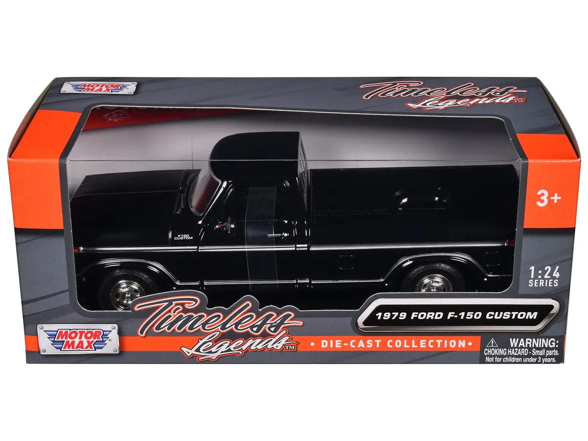 1979 Ford F-150 Custom Pickup Truck Black "Timeless Legends" Series 1/24 Diecast Model By Motormax 1