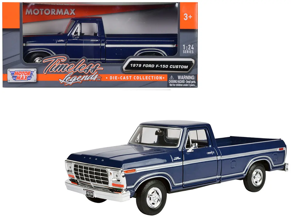 1979 Ford F-150 Pickup Truck Dark Blue 1/24 Diecast Model By Motormax 1