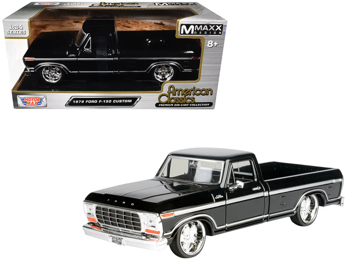1979 Ford F-150 Custom Pickup Truck Black "Maxx Design" Series 1/24 Diecast Model By Motormax 1