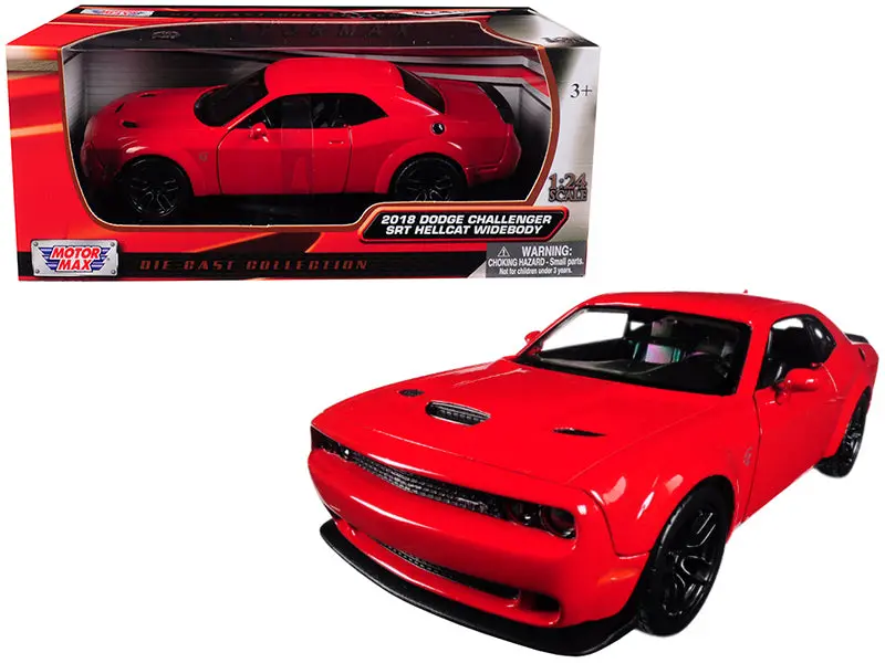 2018 Dodge Challenger Srt Hellcat Widebody Red 1/24 Diecast Model Car By Motormax 1
