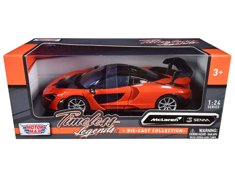 Mclaren Senna Orange Metallic And Black "Timeless Legends" 1/24 Diecast Model Car By Motormax 1