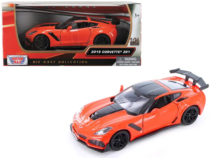 2019 Chevrolet Corvette Zr1 Orange With Black Accents 1/24 Diecast Model Car By Motormax 1