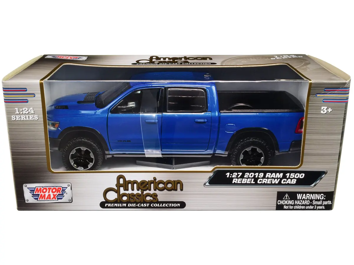 2019 Ram Rebel 1500 Crew Cab Pickup Truck Blue Metallic "American Classics" Series 1/27 Diecast Model By Motormax 1