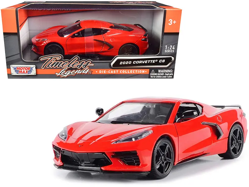 2020 Chevrolet Corvette C8 Stingray Red "Timeless Legends" 1/24 Diecast Model Car By Motormax 1