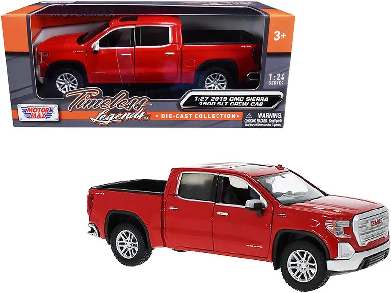 2019 Gmc Sierra 1500 Slt Crew Cab Pickup Truck Red 1/24 - 1/27 Diecast Model By Motormax 1