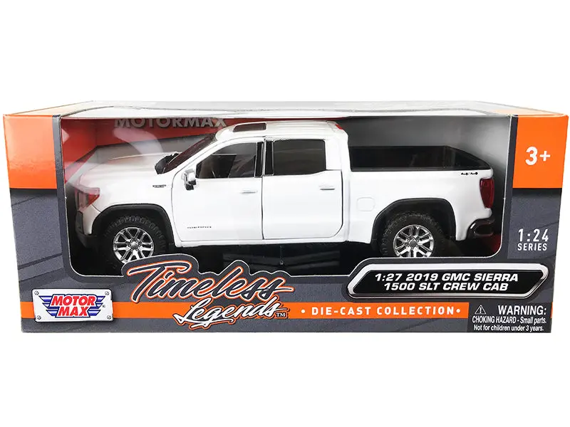 2019 Gmc Sierra 1500 Slt Crew Cab 4X4 Pickup Truck With Sunroof White "Timeless Legends" Series 1/27 Diecast Model Car By Motormax 1